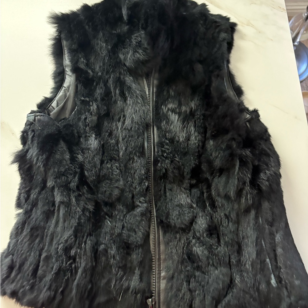 Black Faux Fur Vest - Women's Zip Front Outerwear